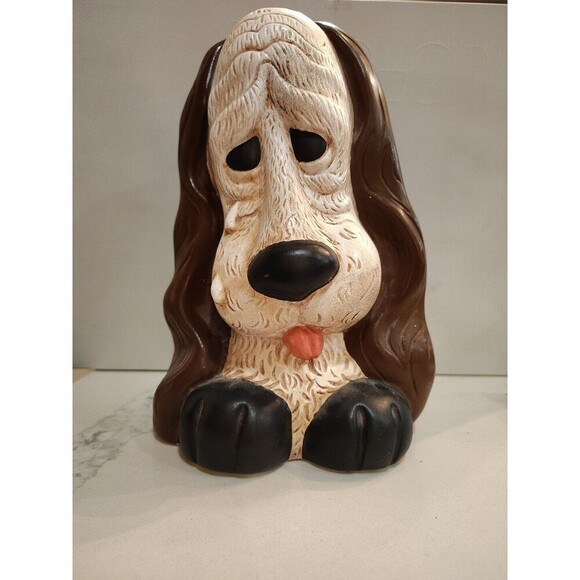 1970s Sad Crying Basset Hound Dog Novelty Figurine 9.75" Vintage Ceramic - Picture 1 of 9